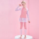 헬로키티 아동 수영복 분체 긴팔 바지 수영복 래쉬가드