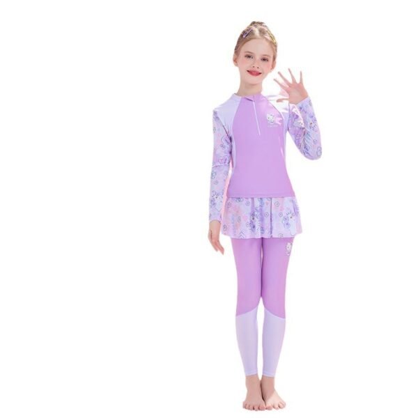 헬로키티 아동 수영복 분체 긴팔 바지 수영복 래쉬가드