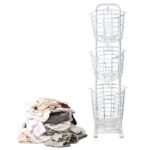 북유럽 세탁 분류 빨래 수납 바구니 트롤리 2단 빨래바구니