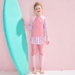 헬로키티 아동 수영복 분체 긴팔 바지 수영복 래쉬가드