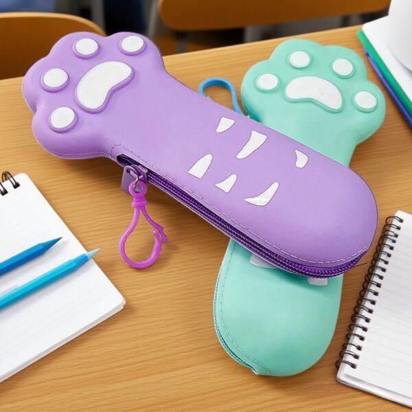 캐릭터 귀여운 고양이 발 필통 초등학생  실리콘  펜슬 필통