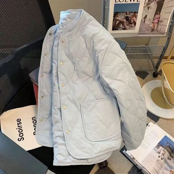 가을 겨울  여성 부드러운  블루 퀼팅 패딩 warm 보온 점퍼